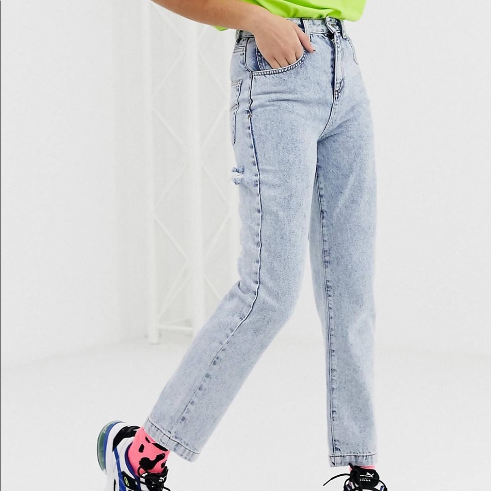 Acid wash straight leg jeans